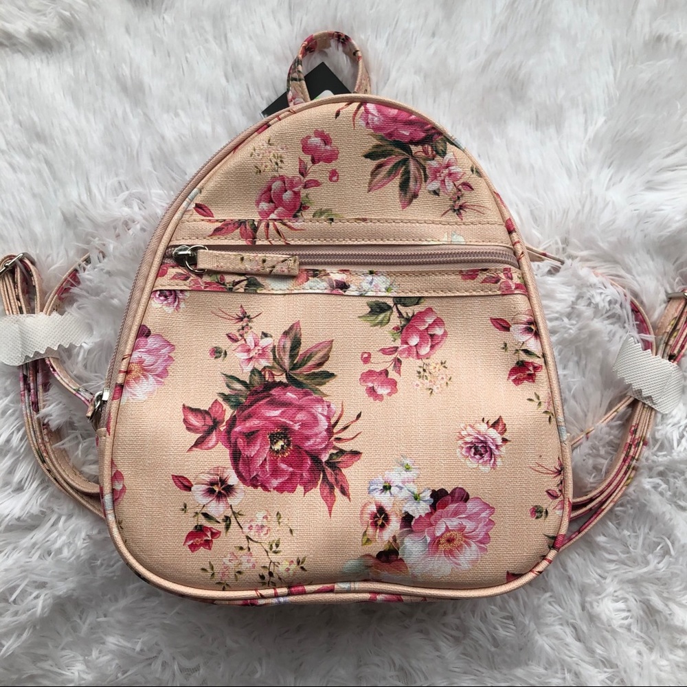 FLASH SALE 🖤🖤 FLORAL PRINT PINK TRENDY BACKPACK - Picture 9 of 10